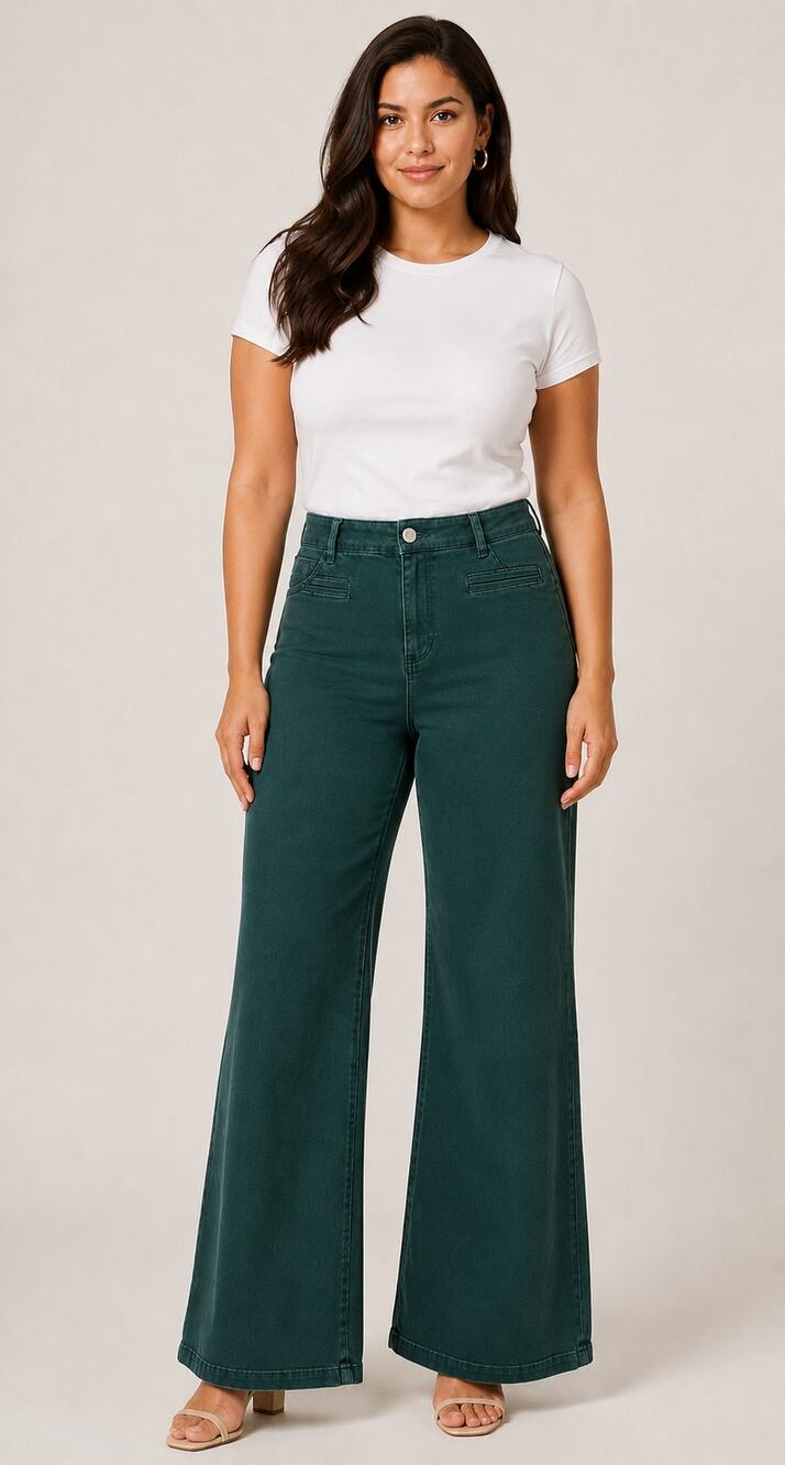 Maeve High Rise Wide Leg Denim Jeans Green Womens Size 31 Anthropologie